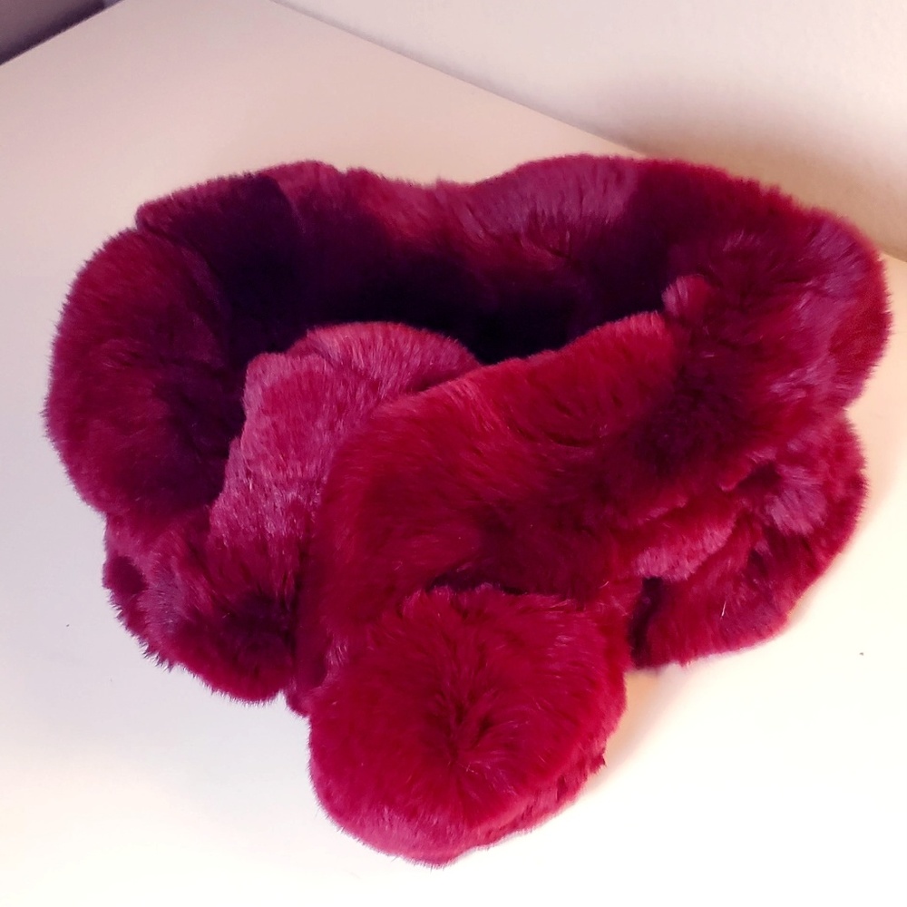 Super Soft Vegan-Fur Red Wrap Scarf